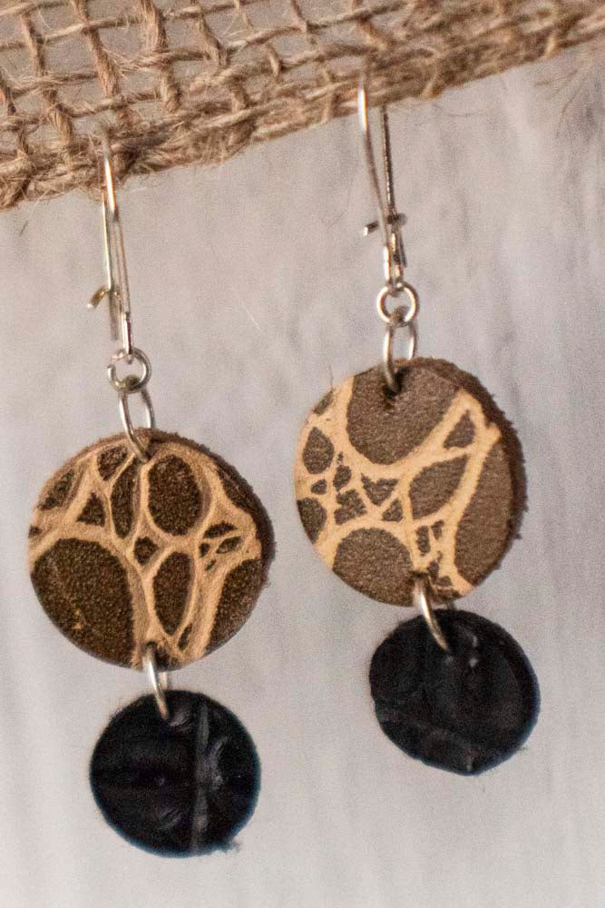 Light weight leather/fabric earrings