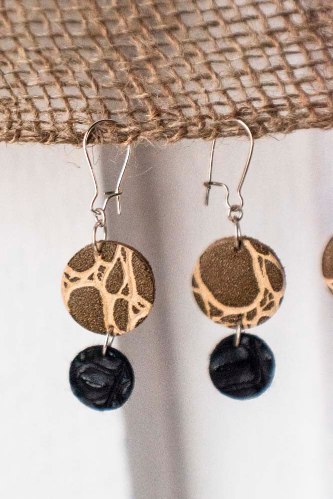 Light weight leather/fabric earrings