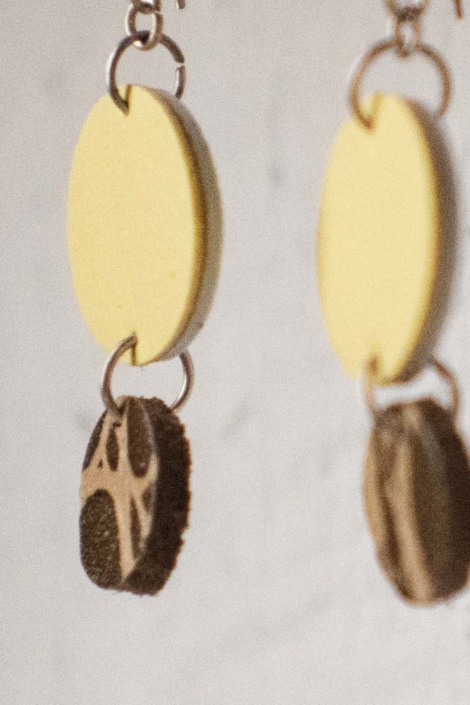 Light weight leather/fabric earrings "spring"