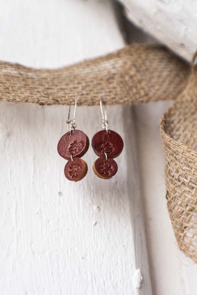 Light weight leather earrings