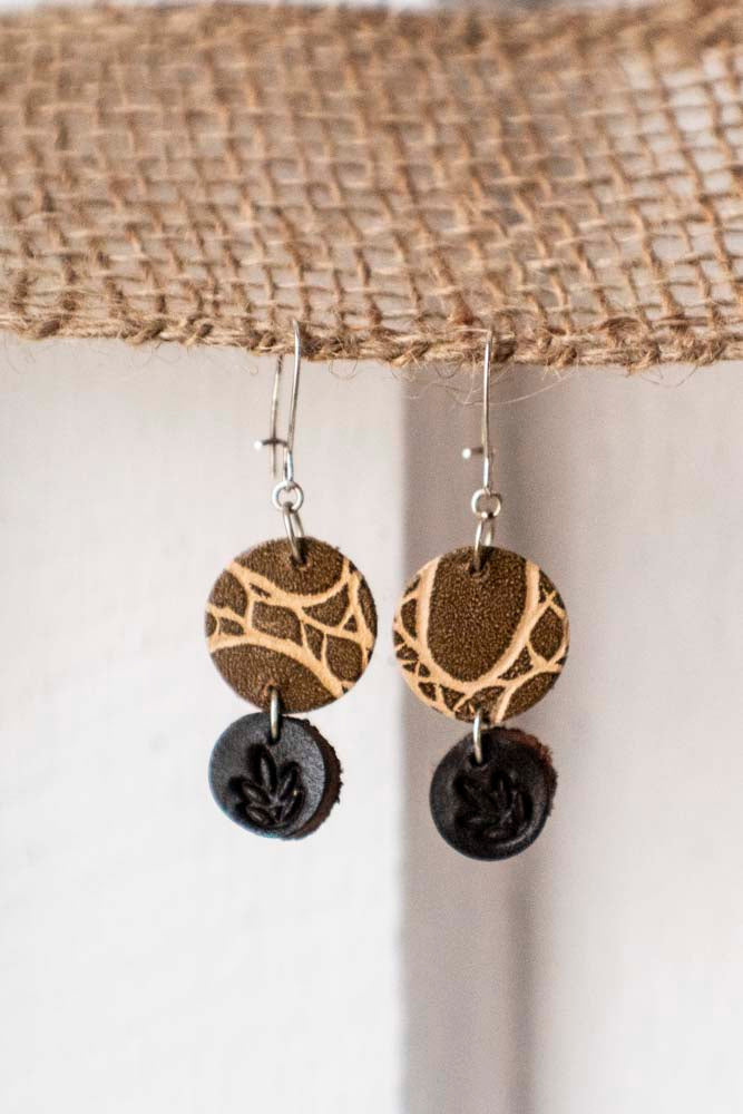 Light weight leather earrings "Leaves"