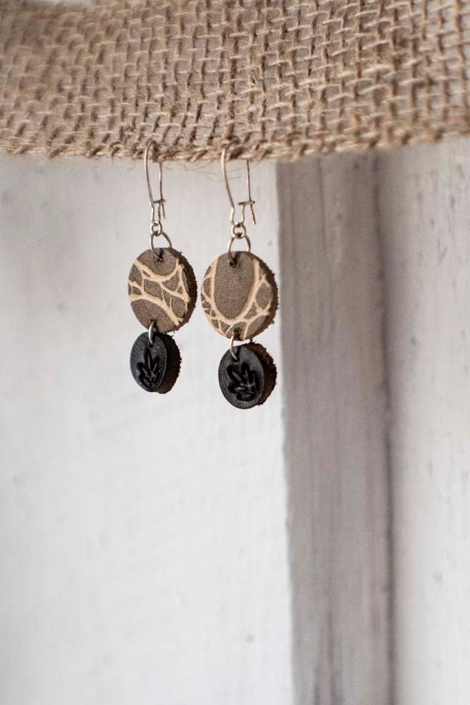 Light weight leather earrings "Leaves"